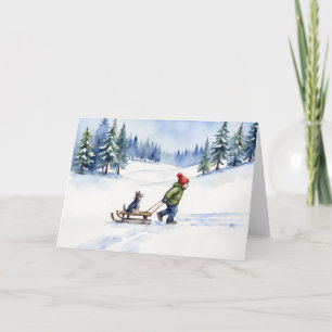 Tarjeta Invierno de los Navidades de acuarela de manchas d