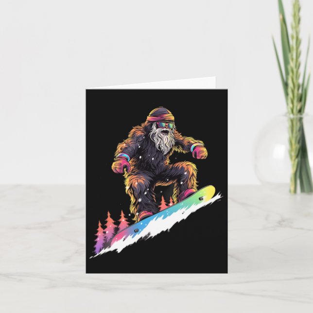 Tarjeta Invierno de snowboard Bigfoot (Anverso)