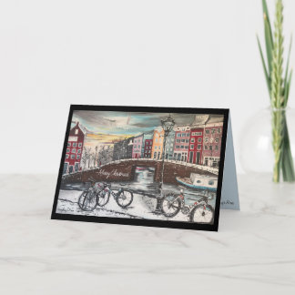 Tarjeta Invierno en Amsterdam -Tarjeta de Navidad de los c