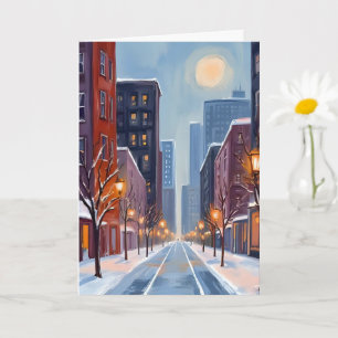 Tarjeta Invierno en Boston   Ciudad de Massachusetts Acuar