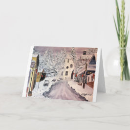 TARJETA INVIERNO EN LA CIUDAD CA, ACUARELA DE NEVADA,