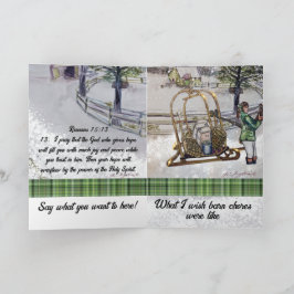 Tarjeta invierno en las granjas de thistlebrook