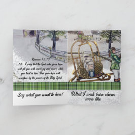 Tarjeta invierno en las granjas de thistlebrook