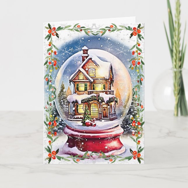 Tarjeta Invierno en un globo: Feliz Navidad (Anverso)