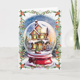 Tarjeta Invierno en un globo: Feliz Navidad