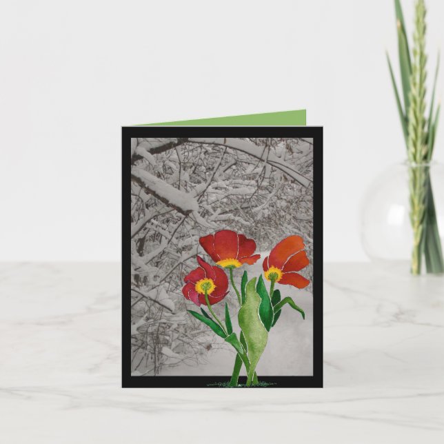 Tarjeta Invierno en vivo, pero piensa en primavera (Anverso)