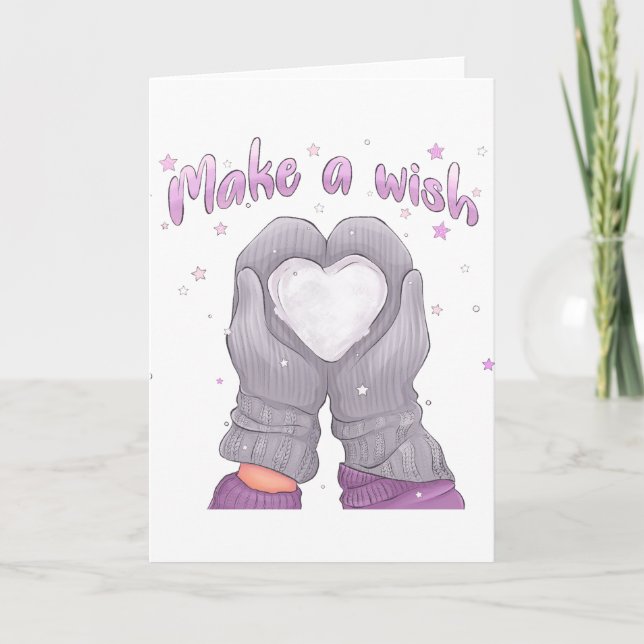 Tarjeta Invierno Haz Un Deseo Femenino  (Anverso)