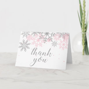 Tarjeta Invierno Onederland rosa plata copo de nieve graci