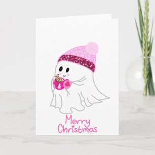 Tarjeta Invierno rosa Festín Feliz Navidad