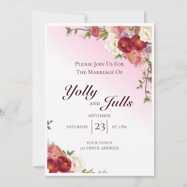 Tarjeta Invitación a la boda de 5" x 7" (Anverso)