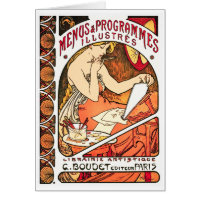 Tarjeta/ Invitación: Alphonse Mucha - Menús