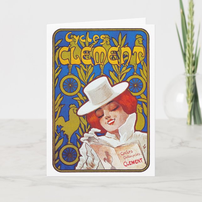 Tarjeta/ Invitación: Anuncio de bicicleta francés  (Anverso)
