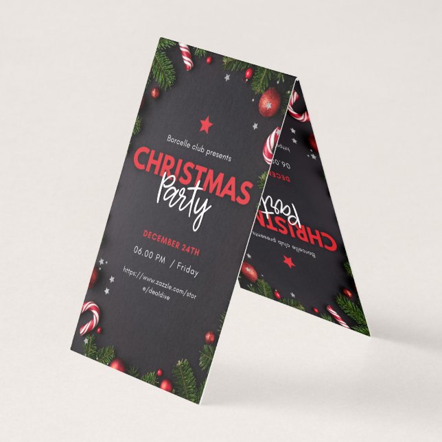 Tarjeta "Invitaciones elegantes para fiestas de Navidad y  (Reverso)