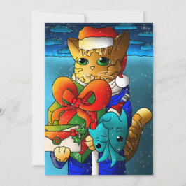 Tarjeta Invitado del gato del navidad