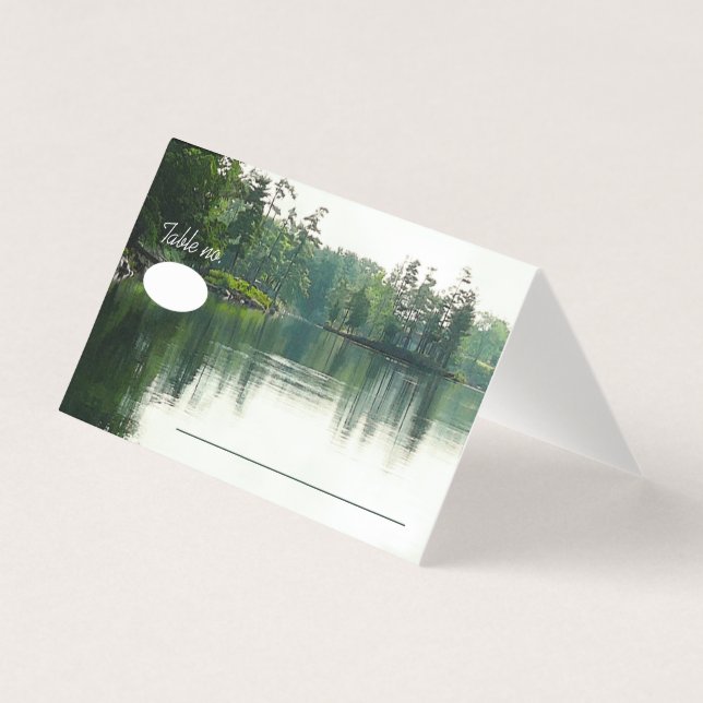 Tarjeta Invitados bodas rústicos de Mountain Lake Reflecti (Anverso)