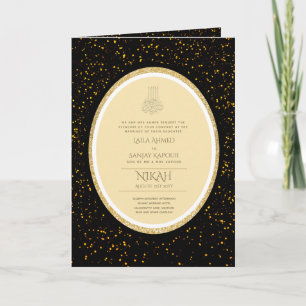 Tarjeta Invitan a la boda islámica LeahG Black Gold