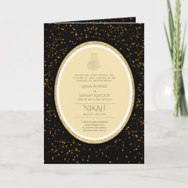 Tarjeta Invitan a la boda islámica LeahG Black Gold