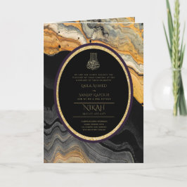 Tarjeta Invitan a la boda islámica LeahG Black Gold