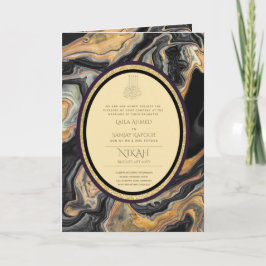 Tarjeta Invitan a la boda islámica LeahG Black Gold