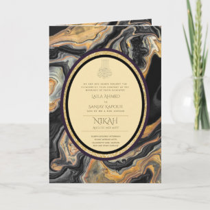 Tarjeta Invitan a la boda islámica LeahG Black Gold
