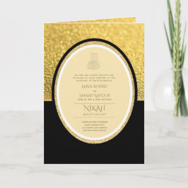 Tarjeta Invitan a la boda islámica LeahG Black Gold