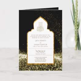Tarjeta Invitan a la boda islámica LeahG Black Gold