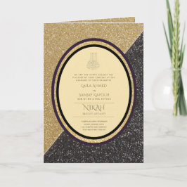 Tarjeta Invitan a la boda islámica LeahG Black Gold