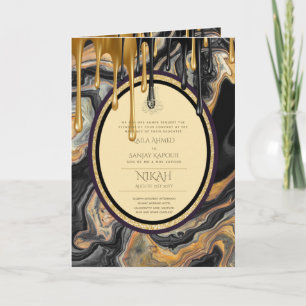 Tarjeta Invitan a la boda islámica LeahG Black Gold