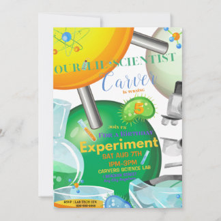 Tarjeta invitativa de cumpleaños de nuestro cientí