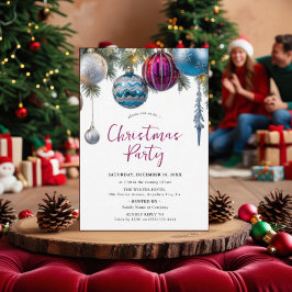 Tarjeta invitativa de fiesta de navidades Ornamen 