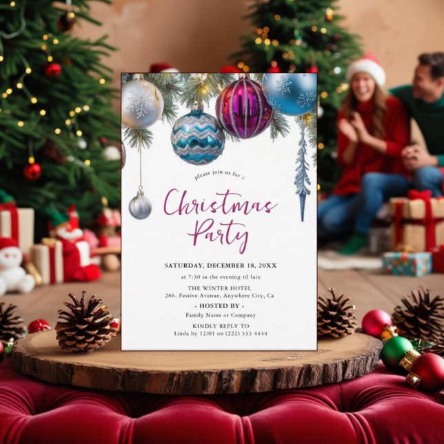 Tarjeta invitativa de fiesta de navidades Ornamen  (Subido por el creador)