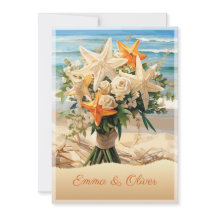 Tarjeta invitativa Starfish para bodas de playa