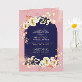 Tarjeta Invite al Boda floral Rosa de la Marina Polvorient
