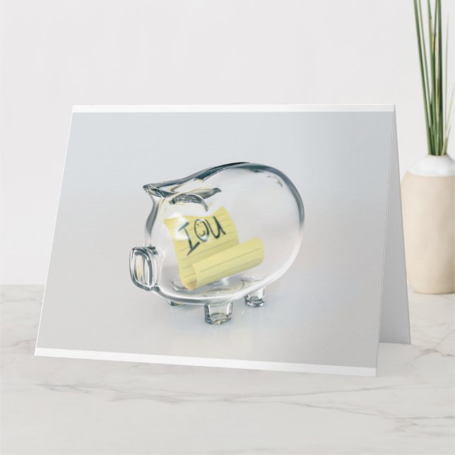 Tarjeta IOU de Glass Piggy Bank (Anverso)