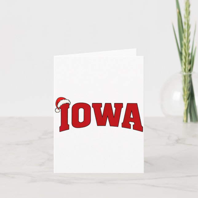 Tarjeta Iowa Christmas Santa Hat Retro Throwback Souvenir  (Anverso)