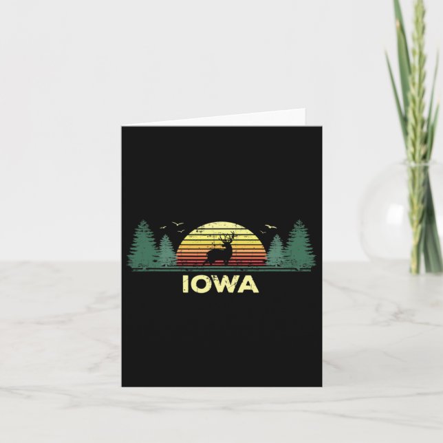 Tarjeta Iowa Vintage Deer Hunting Sunset Souvenir (Anverso)