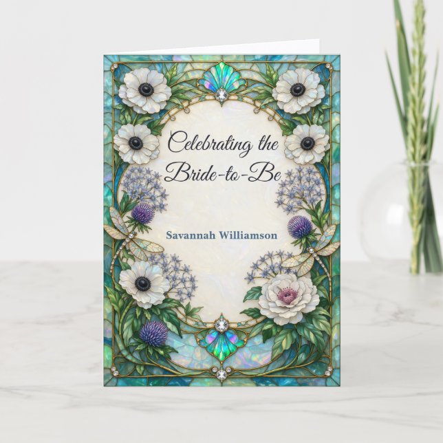 Tarjeta Iridescent Art Nouveau Botanical Bridal Shower  (Anverso)