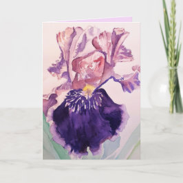 Tarjeta Iris acuarela Purple Garden Flower Birday Card