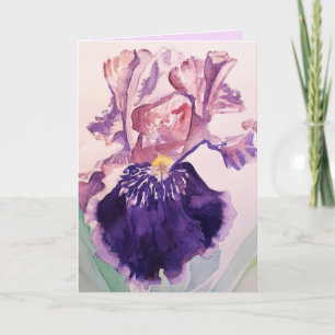 Tarjeta Iris acuarela Purple Garden Flower Birday Card