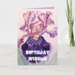 Tarjeta Iris acuarela Purple Garden Love Birday Card