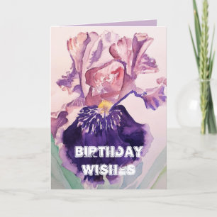 Tarjeta Iris acuarela Purple Garden Love Birday Card