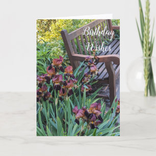 Tarjeta Iris Blooms y Park Bench