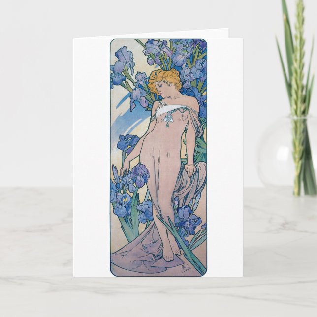 Tarjeta Iris (Cuatro Flores), Alphonse Mucha (Anverso)