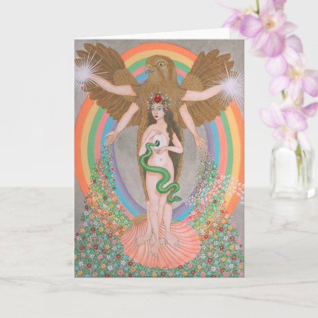 Tarjeta Iris dando la bienvenida a la primavera (Orquídea)