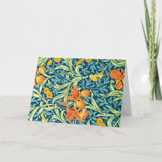 Tarjeta Iris, diseño popular de William Morris, (Anverso)