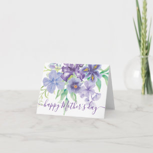 Tarjeta Iris floral acuarela