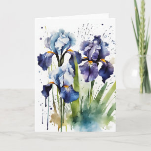 Tarjeta Iris - Flores de acuarela