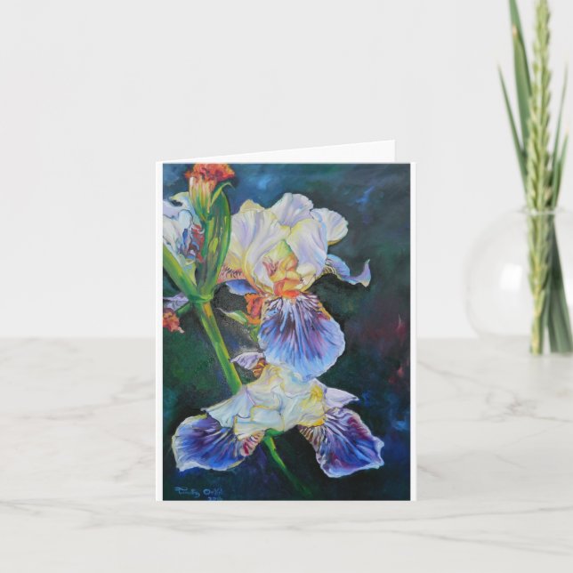 Tarjeta Iris I pintura de Timothy Orikri. (Anverso)