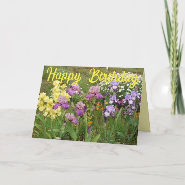 Tarjeta Iris irises floral Flores Jardín de Cabaña (Anverso)