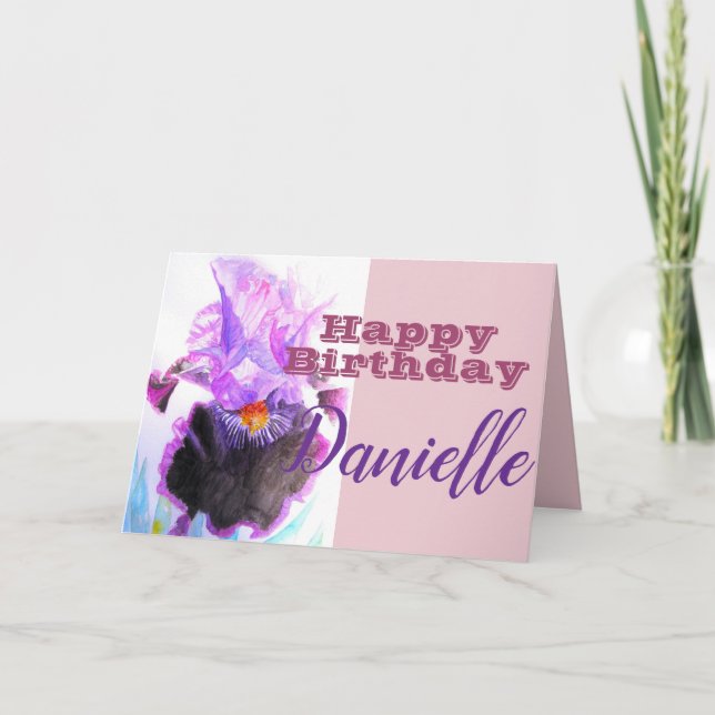 Tarjeta Iris Irises Flower Happy Birthday Womans Name Card (Anverso)